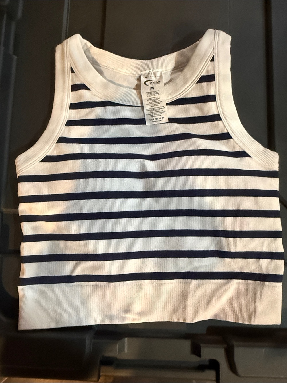 Zyia Striped Crop Bralette - White & Navy